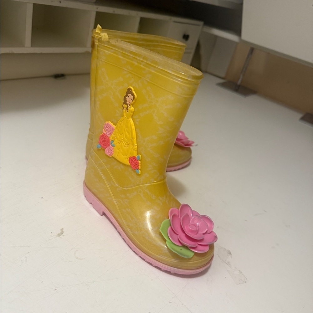 Disney Yellow Princess Rain Boots with Pink Accents - Picture 8 of 14